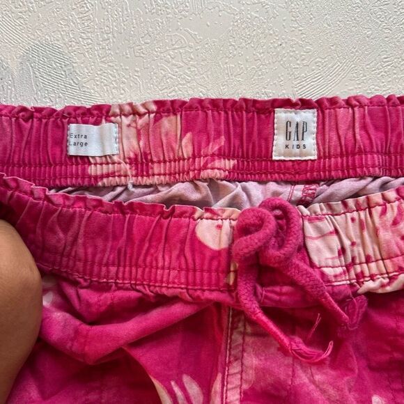 GAP Kids Girls XL Pink Floral Hawaiian Print Shorts Elastic Waist - Picture 3 of 6